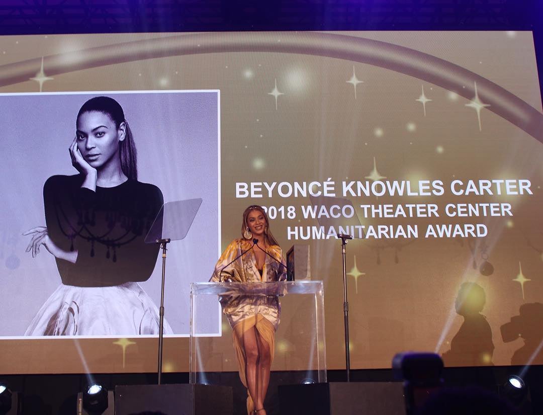 Beyonce Tears Up During WACO Theater Humanitarian Award Acceptance